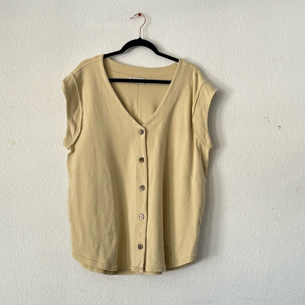 Free People Beach Boho Sleeveless Cardigan in Sandy Yellow
